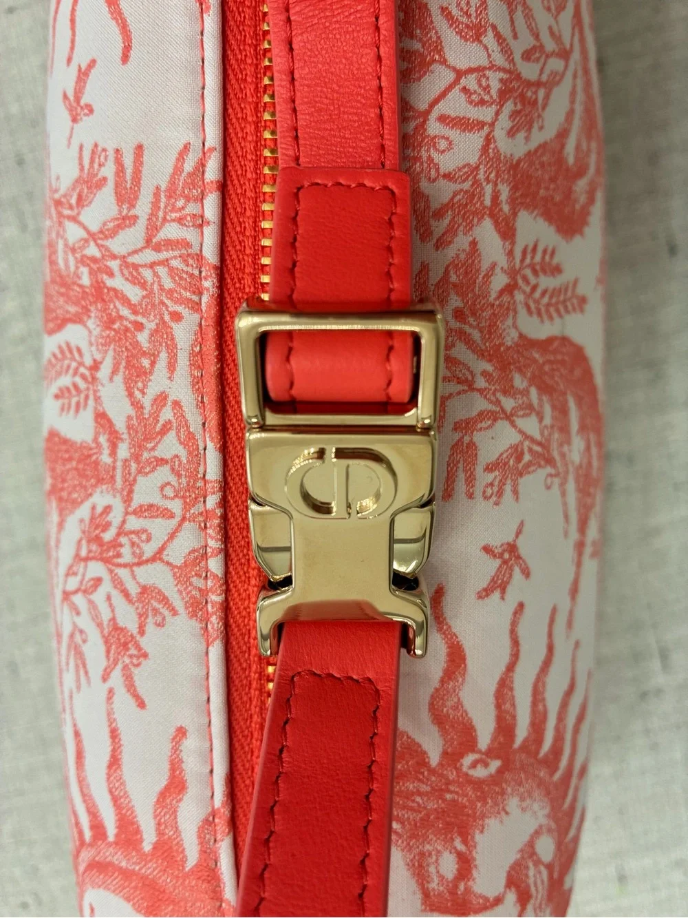 Dior Coral Toile Canvas Cosmetic Pouch/Bag